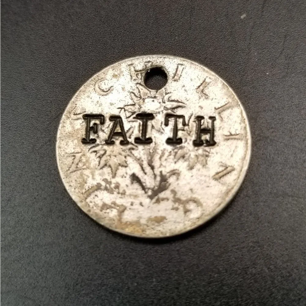 Faith silver medallion necklace pendant cottagecore. P121